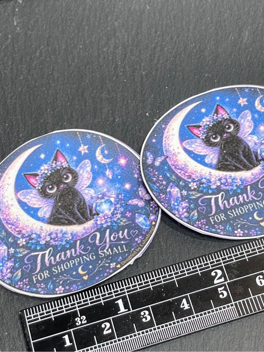 24/$15 Artisan Purple & Blue Moonlit Cat Thank You Stickers - Picture 5 of 5